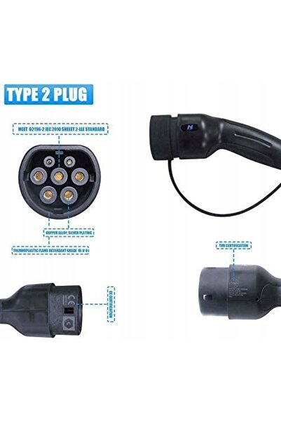 NO BRAND Tip 2 10m 32A/16A 450/750V Cablu trifazat pentru încărcarea mașinilo...