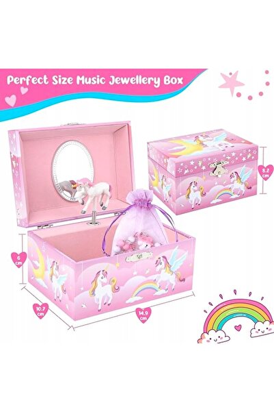 NO BRAND Cutie muzicală de bijuterii cu ponei curcubeu, cadou pentru copil.