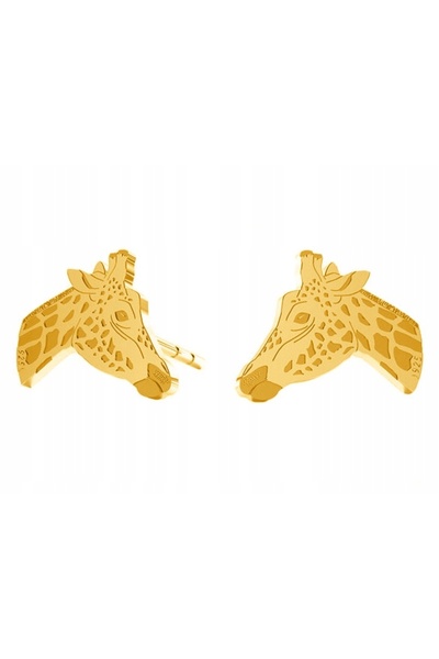 NO BRAND Cercei girafă din argint. Cercei mari tip știft cu girafă, aurii, pe...