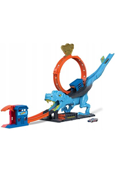 HOT WHEELS Set City T-Rex Loop cu traseu și luptă cu dinozauri HNP77