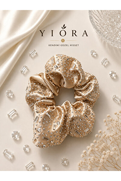 yiora Special Series Stone Detailed Shimmering First Quality Satin Fabric Pas...