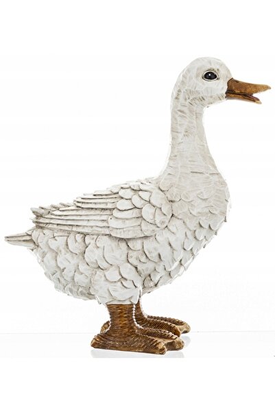 NO BRAND Gâscă decorativă ornamentală de grădină, albă - 22.5 x 11 x 20 cm