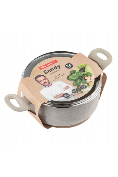 NO BRAND Florina Sandy 24cm 4.1L Oală din aluminiu bej pentru aragaz și plită...
