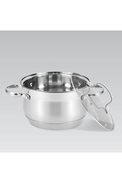Maestro Oală din oțel inoxidabil cu capac pentru inducție și gaz, mare 26cm 8...