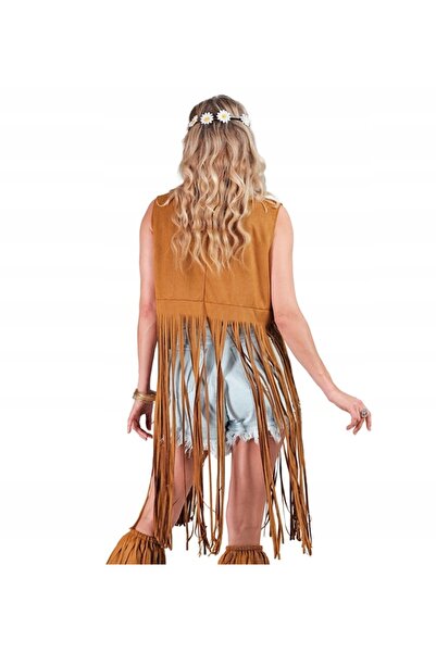 Widmann Costum vestă hippie maro cu franjuri anii '70 carnaval S/M 13671
