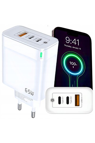 NO BRAND | Încărcător rapid GaN USB QC de 65W, 2x USB-C, adaptor de alimentar...