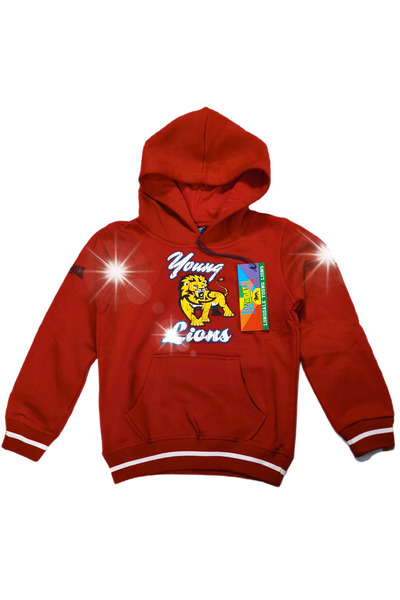 LONSDALE Hanorac pentru copii, bumbac, roșu, cu Leu, mărimea 140