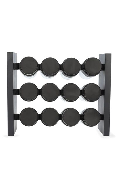 NO BRAND Suport negru pentru condimente OTTO - 12 borcane 26x10x21 cm HOMLA