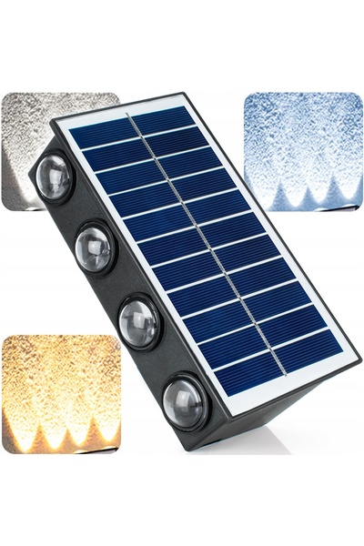 NO BRAND APLIC SOLAR EXTERIOR CU LED, REGLABIL SUS-JOS, BIFACIAL, LAMPĂ DE GR...