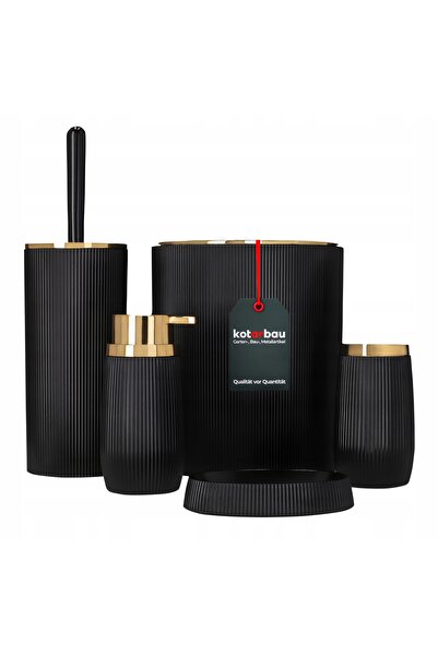 NO BRAND SET DE BAIE NEGRU: COȘ, PERIE, DOZATOR, SĂPUNIERĂ, ACCESORII PENTRU ...