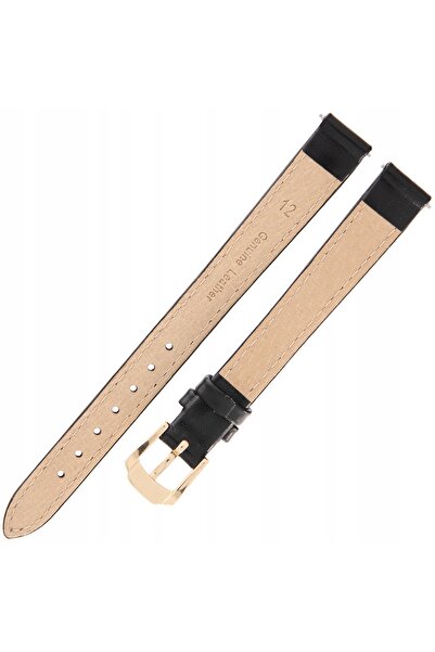 NO BRAND HIRSCH City Calf XL - 12mm - NEGRU - Curea de ceas din piele