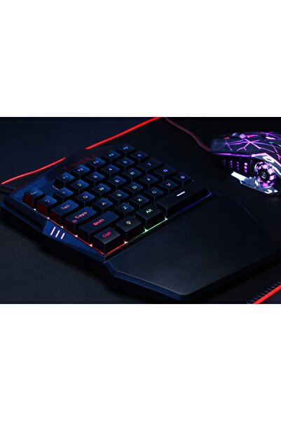 NO BRAND Tastatură de gaming cu o singură mână + Kit mouse, Iluminare LED RGB...