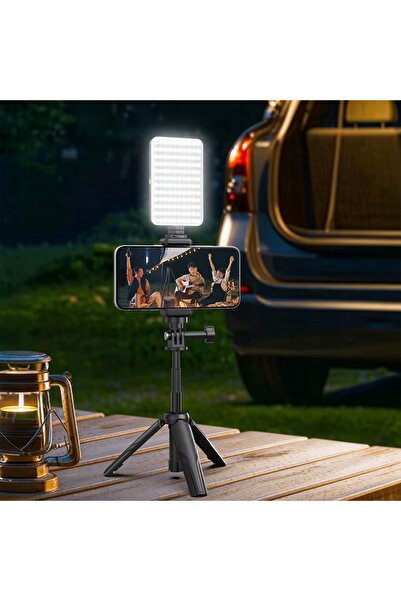 APEXEL Suport de telefon cu lumină LED și braț telescopic, kit de vlogging