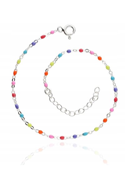 NO BRAND Brățară de argint pentru gleznă, multicoloră, argint 925, 23 cm