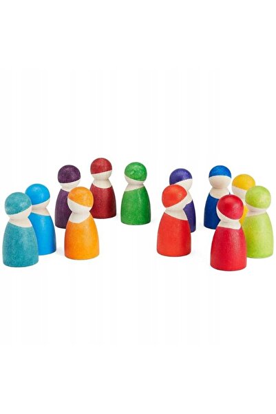 NO BRAND Grimm's - 12 bucăți. figurine de lemn, piese de joc curcubeu, blocur...