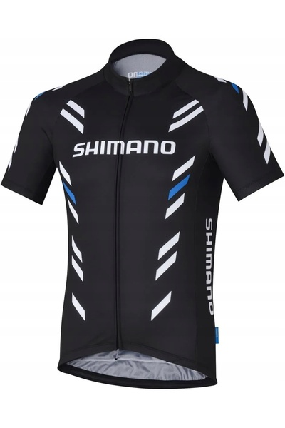Shimano Tricou de ciclism pentru bărbați, imprimat, cu mânecă scurtă, negru-a...