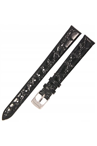 NO BRAND HORIDO 0117 - NEGRU - 12mm - Curea de ceas din piele texturată