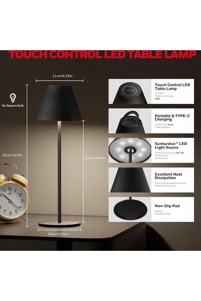 HONEYWELL Lampă de birou LED reîncărcabilă magnetică 5200mAh RGB 360 negru