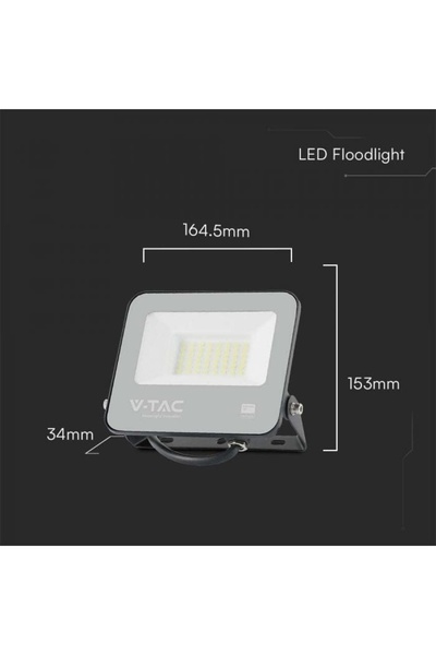 NO BRAND Proiector LED V-TAC 30W 3450lm 4000K diodă SAMSUNG 115LM/W IP65 Negru