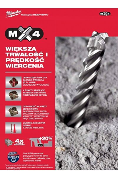 Milwaukee Burghie pentru beton MX4 6x165mm SDS-Plus 10 bucăți 4932352043