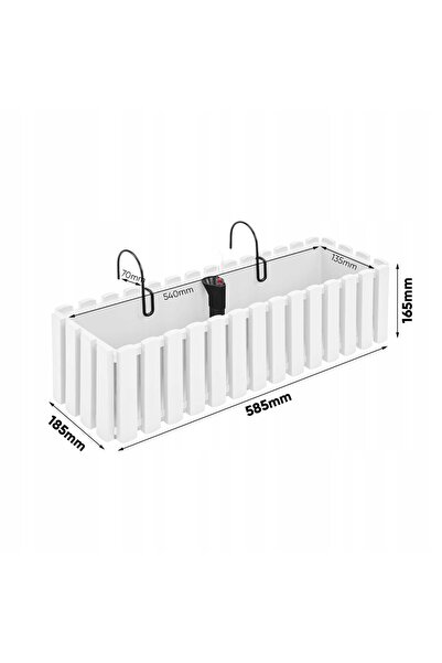 Prosperplast 3x Jardinieră tip balustradă DDEF600W pentru balcon + Keramzyt 3l