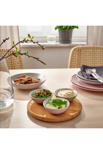 NO BRAND Tavă din bambus cu 3 boluri pentru servire IKEA TRADTICKA