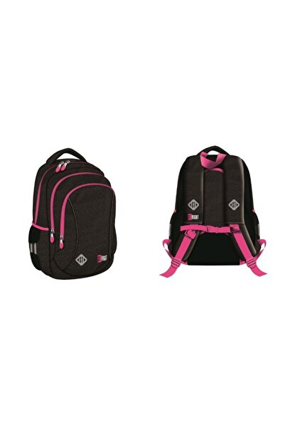 NO BRAND Rucsac școlar cu multiple compartimente St.Right negru, roz 20 L