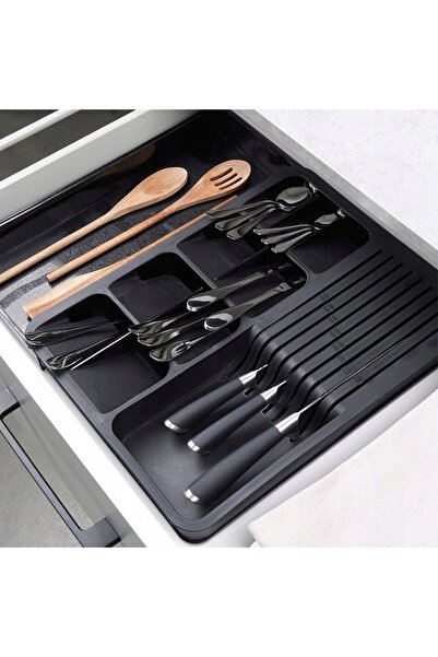 Vilde Organizator tacâmuri, inserabil pentru sertar, extensibil, negru, 40 x ...