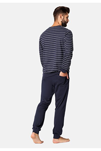 NO BRAND Pijamale bărbați din bumbac, cămașă lungă și pantaloni, M