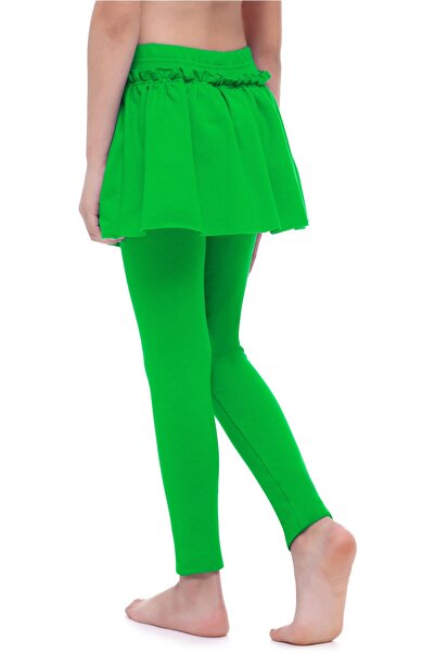NO BRAND Colanți lungi pentru fete cu fustiță, din bumbac, MS10-255, verde, 152