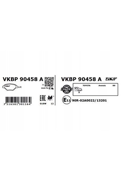 NO BRAND Plăcuțe de frână SKF VKBP 90458 A pentru puntea spate Toyota, 108,8×...