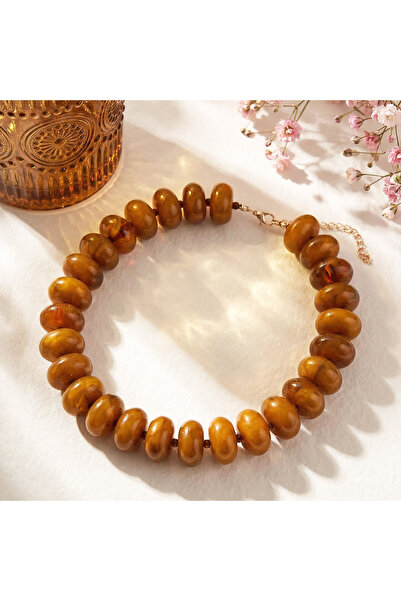 Choice6 Brown Yellow 1pc Bohemian Fashion Casual Dopamine Acrylic Bead Neckla...