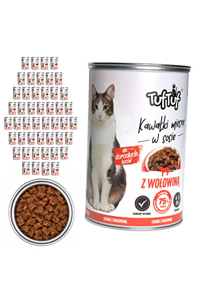 Tuf Tuf TufTuf hrană umedă completă pentru pisici cu vită, conservă 48x415g b...