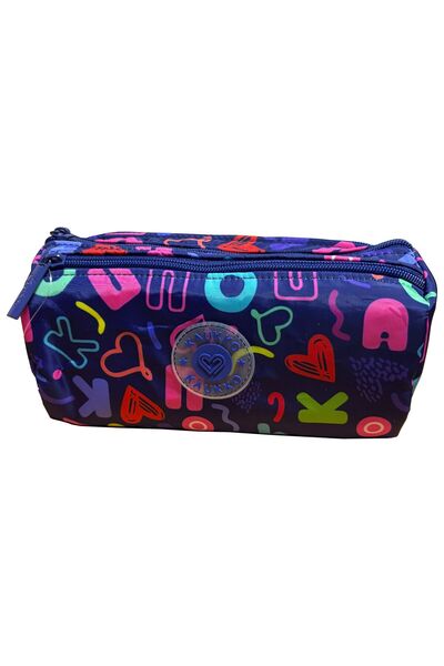 KAUKKO Brokar Girls' Navy Blue Three-Compartment Pencil Bag Pen Holder Pencil...
