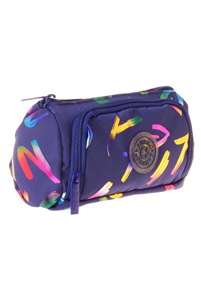 KAUKKO Plump Two-Compartment Navy Blue Patterned Girl's Pencil Bag/Pencil Cas...