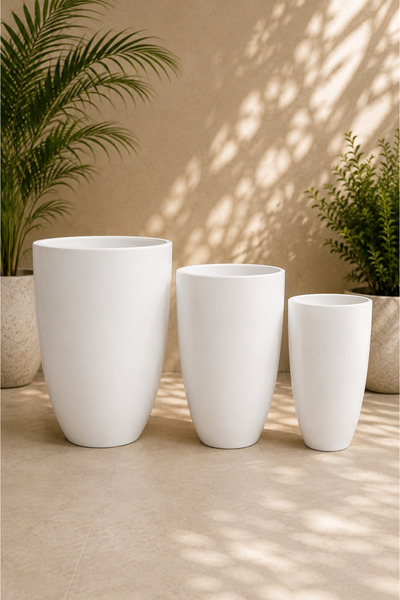 Generic White Elegance Ceramic Pot - SET 3PCS