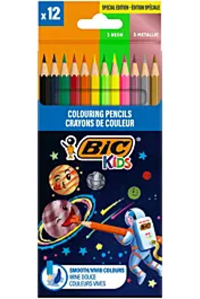 Bic Set de 12 creioane colorate din lemn Evolution Smooth Cosmo Edition, Mult...
