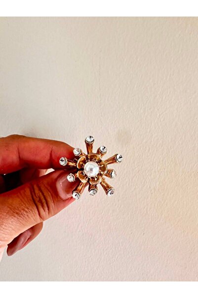 Gönülden Tasarım 4x4 Cm Zirkon Taşlı Çiçek Broş Yaka İğnesi