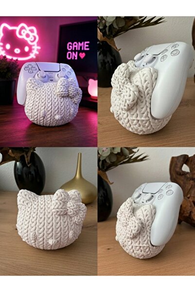 Genel Markalar Hello Kitty Örgü Desenli Kol Standı 3D Baskı Dekoratif Oyuncu ...