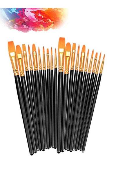 BOFAN مجموعة من 20 فرشاة رسم مستديرة ذات طرف مدبب، شعر نايلون، فرش رسم للفنان...