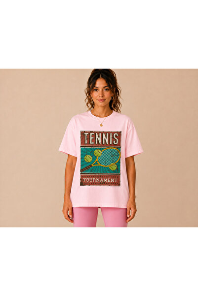 VODEXA Unisex Oversize Tennis Printed T-Shirt 100% Cotton Tennis Themed Comfo...