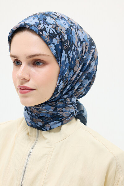 cs camellia scarf Κασκόλ Elia Kraş - Ναυτικό μπλε
