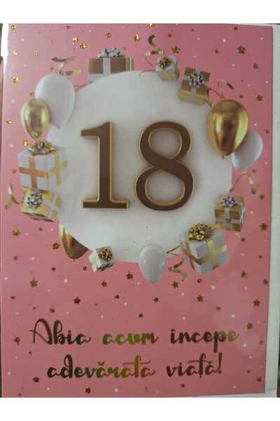Mirific Party Felicitare 17.5×12.5 cm, 18 ani Roz
