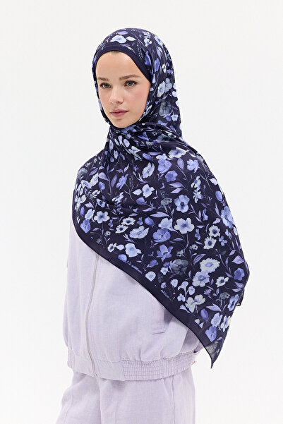 cs camellia scarf Lyra Rami Shawl - Navy Blue
