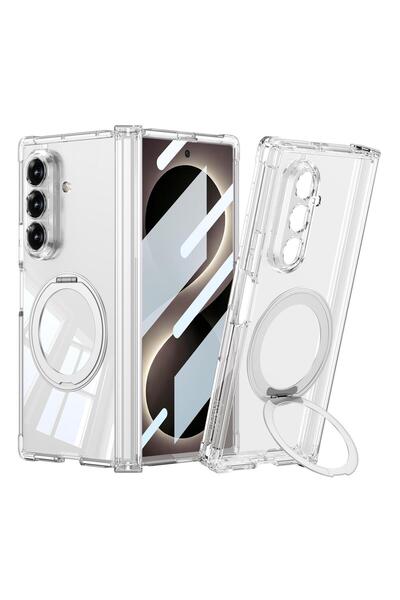 AktarMobile Galaxy Z Fold 8 Ultra uyumlu MagSafe Şeffaf Kılıf Standlı Kamera ...