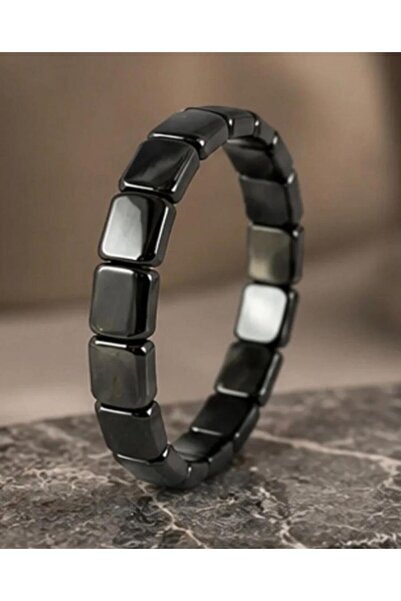Luba Wide Cut Hematite Stone Men's 11X9 mm Bracelet + Black Gift Box