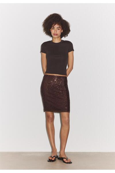 Butic Allbucks Stradi* Various* Sequined Midi Skirt Abstr00043