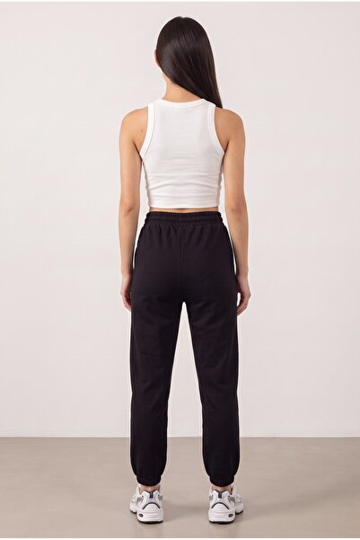 NOTHING Kadın Yüksek Bel Beli Lastikli Bağcıklı Cepli Paçası Lastikli Baggy Jogger Eşofman Altı PO-3051