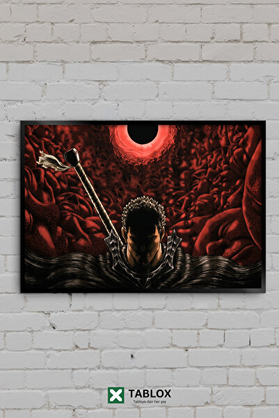 TABLOX Berserk Guts Tutulma Anime Manga Red Dark Frame Look Decorativ MDF Tablo