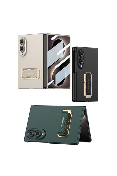 m.tk moveteck Samsung Galaxy Z Fold 8 Uyumlu Kılıf Kamera Korumalı Gold Detaylı Extra Gizli Standlı Sert Kıpta Dayanıklı Kapak